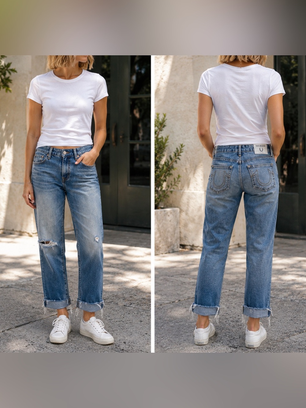 True Religion Starr Relaxed Straight Jeans in Light Blue Wash